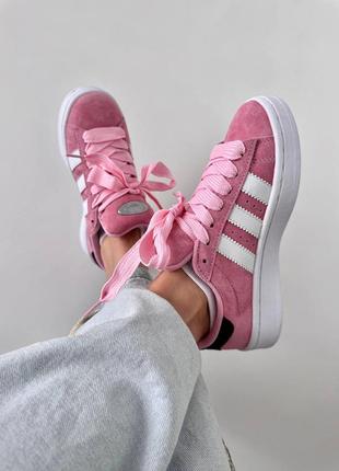 Жіночі кросівки adidas campus light pink адідас кампус рожевого кольору