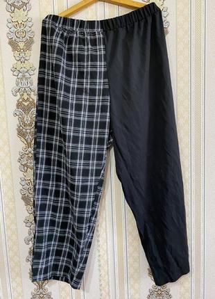 Стильні легкі брюки, чорно-сірі широкі штани1 фото