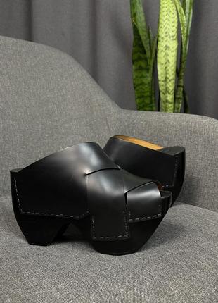 Оригінальні туфлі босоніжки acne studios black callie platform mule2 фото