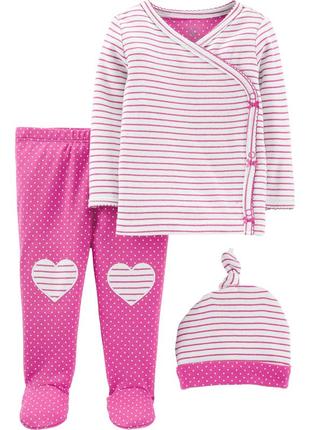 Комплект, набор, костюм тройка штаны, бодик, шапочка3в1 carters картерс