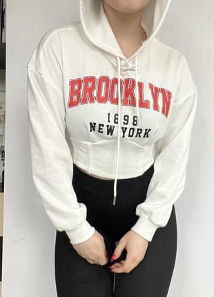 Укорочене корсетне біле худі 2