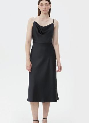 Сукня-комбінація з провисанням в області декольте чорного кольору1 фото