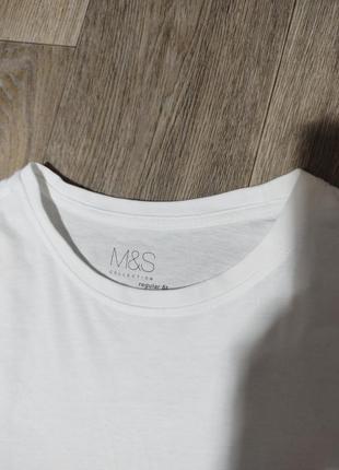 Мужская белая футболка / m&s / поло / хлопковая футболка / мужская одежда / чоловічий одяг /2 фото