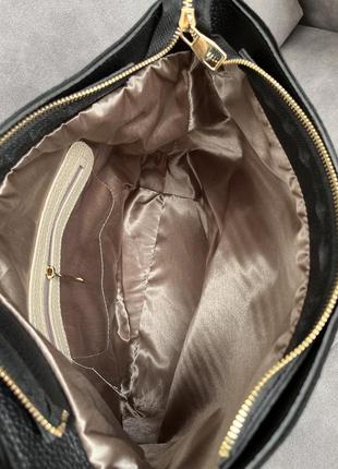Містка чорна жіноча сумка ковш зі штучної замші3 фото