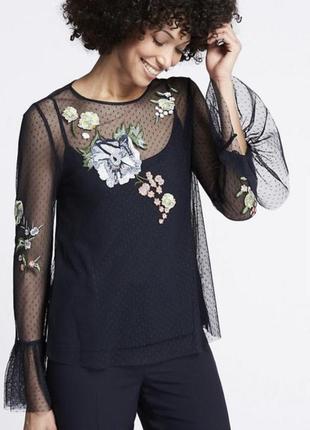 Брендова блуза сітка з вишивкою квіти від m&s2 фото