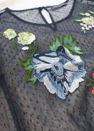 Брендова блуза сітка з вишивкою квіти від m&s7 фото