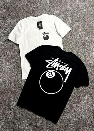 Футболка stussy 8 logo (новая, чёрная, белая)