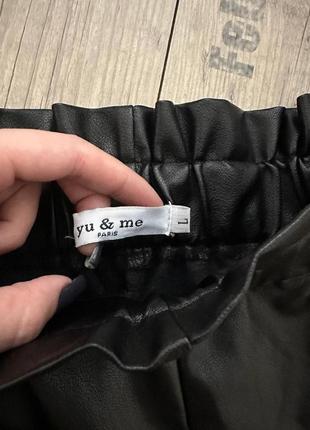 Черные короткие кожаные шорты на высокой посадке шорты из экокожи в стиле зара6 фото