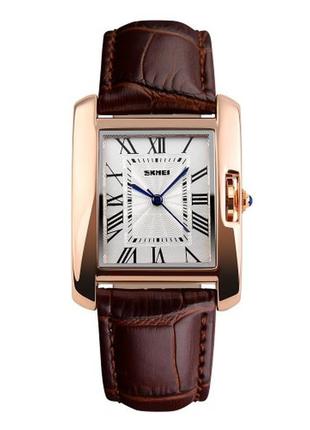 Женские классические наручные часы с кожаным ремешком skmei 1085 bn3 фото