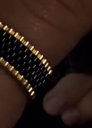 Чёрное кольцо из японского бисера золотистое широкое стильное блестящие3 фото