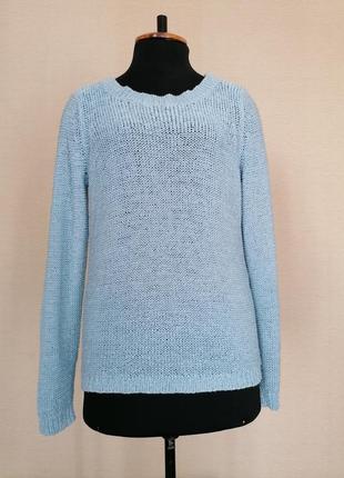 Лёгкий свитер джемпер голубой серый ленточная пряжа2 фото