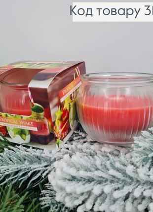 Аромасвіча у склянці, 80г із запахом тропічного коктейлю 18 годин горіння, свічка bispol