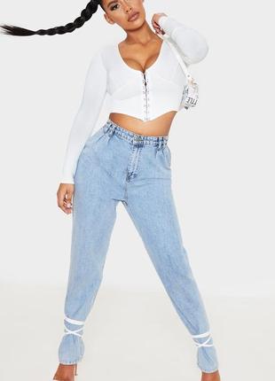 Топ кроп топ блуза біла рукави