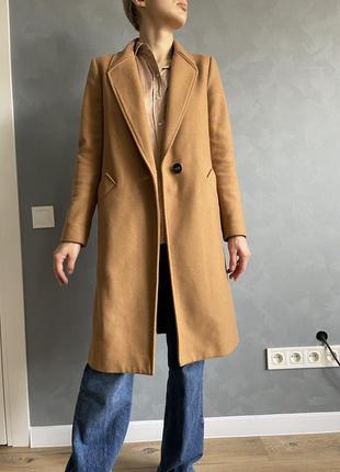 Пальто шерстяне весняне zara, пальто із шерсті, класичне пальто, бежеве пальто3 фото