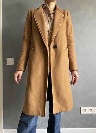 Пальто шерстяне весняне zara, пальто із шерсті, класичне пальто, бежеве пальто4 фото