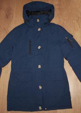Тепла зимова куртка парка синя jeane blush 36-38р.