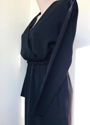 Черное летнее платье с длинным рукавом yas6 фото