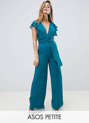 Шикарный шифоновый комбинезон бирюзового цвета asos disign