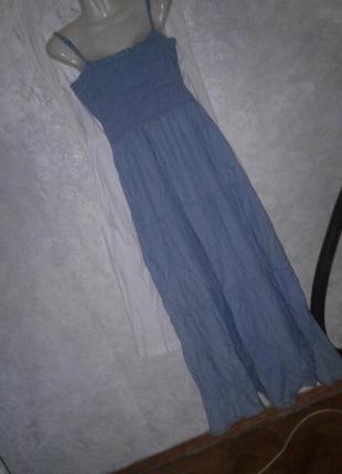 Платье сарафан джинсовый с оборками винтаж1 фото