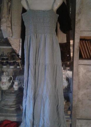 Платье сарафан джинсовый с оборками винтаж10 фото