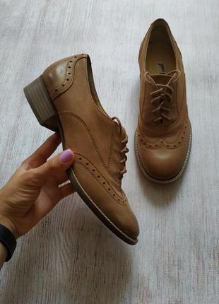 Paul green кожаные туфли ботинки броги оксфорды кэмэл2 фото