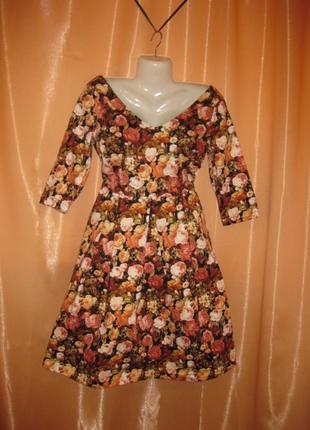 Хлопок97% шикарное нарядное платье в стиле 60-х с карманами joanie миди по колено 12uk 40eu км19625 фото