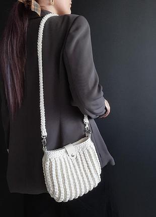 Стильна біла сумка ручної роботи