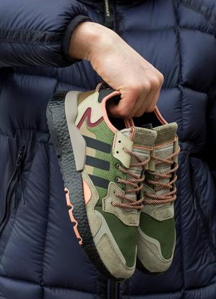 Чоловічі кросівки adidas nite jogger boost  core black orange dark green