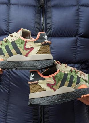 Чоловічі кросівки adidas nite jogger boost  core black orange dark green4 фото