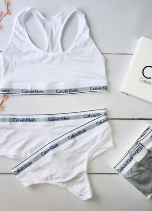 Белый комплект женского белья calvin klein