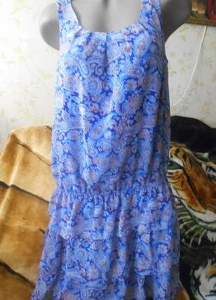 Шикарное шифоновое платье , расцветка огурец пейсли,mango1 фото