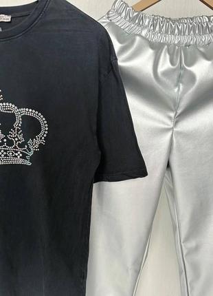 Женская футболка 🔥 корона 👑 с камушками4 фото