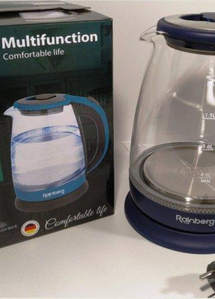 Чайник 1.8л. электрический стеклянный rainberg rb 902 с led подсветкой 2200 вт