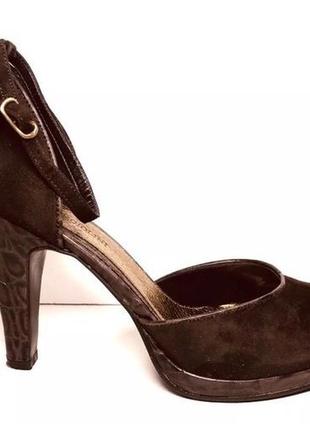 Туфли из сша коричневые замшевые на каблуке p 37.51 фото