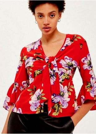 Оригинальная стильная яркая блузка "topshop" с цветочным принтом. pазмер uk10/eur38.4 фото