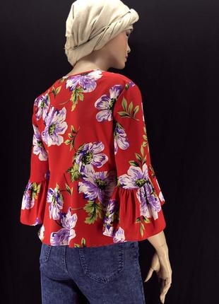 Оригинальная стильная яркая блузка "topshop" с цветочным принтом. pазмер uk10/eur38.7 фото
