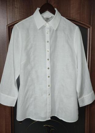 Білосніжна льняна сорочка / блуза edvard (100% льон)