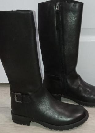 Демисезонные сапоги кожаные сапоги высокие сапоги черные женские сапоги1 фото