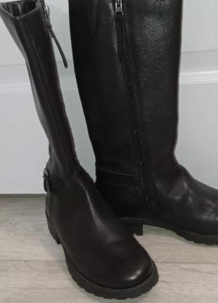 Демісезонні чоботи шкіряні чоботи високі чоботи чорні жіночі чоботи3 фото