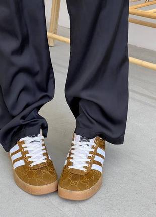 Кеди жіночі adidas gazelle x gucci caramel4 фото