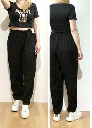 2xl нові чорні брюки на резинці вільні широкі жіночі6 фото