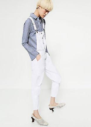 Новый белоснежный джинсовый комбинезон zara, размер s (по бирке 165/68a).2 фото