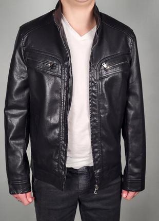 Куртка мужская экокожа 48-60 арт.814, цвет черный, международный размер xxl, размер мужской одежды (ru) 52