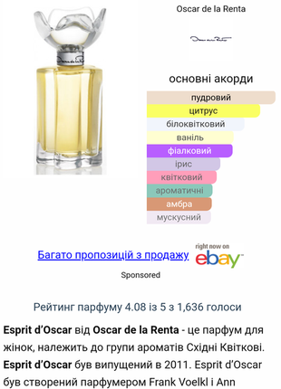 Oscar de la renta esprit d`oscar, 100 ml - оригінал8 фото