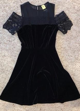 Чорна сукня плаття  велюр5 фото