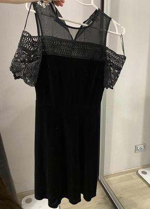 Чорна сукня плаття  велюр3 фото