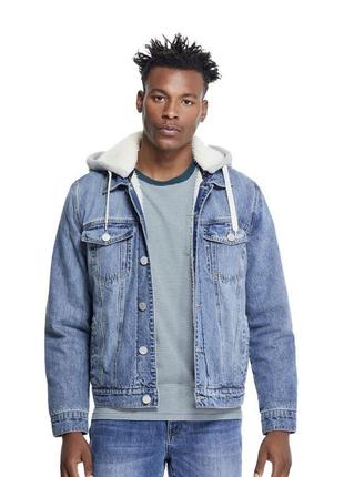 Джинсовка джинсовая куртка с мехом шерпа guess с капюшоном  levi's zara5 фото