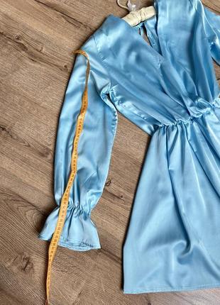 Шовкова сукня атлас сатин святкова на запах з поясом міні3 фото