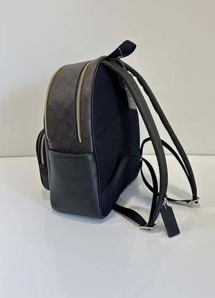 Коричневий шкіряний рюкзак court medium black brown coach4 фото