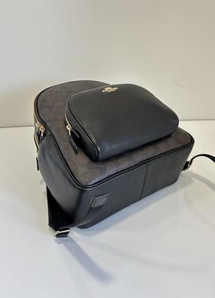 Коричневий шкіряний рюкзак court medium black brown coach5 фото
